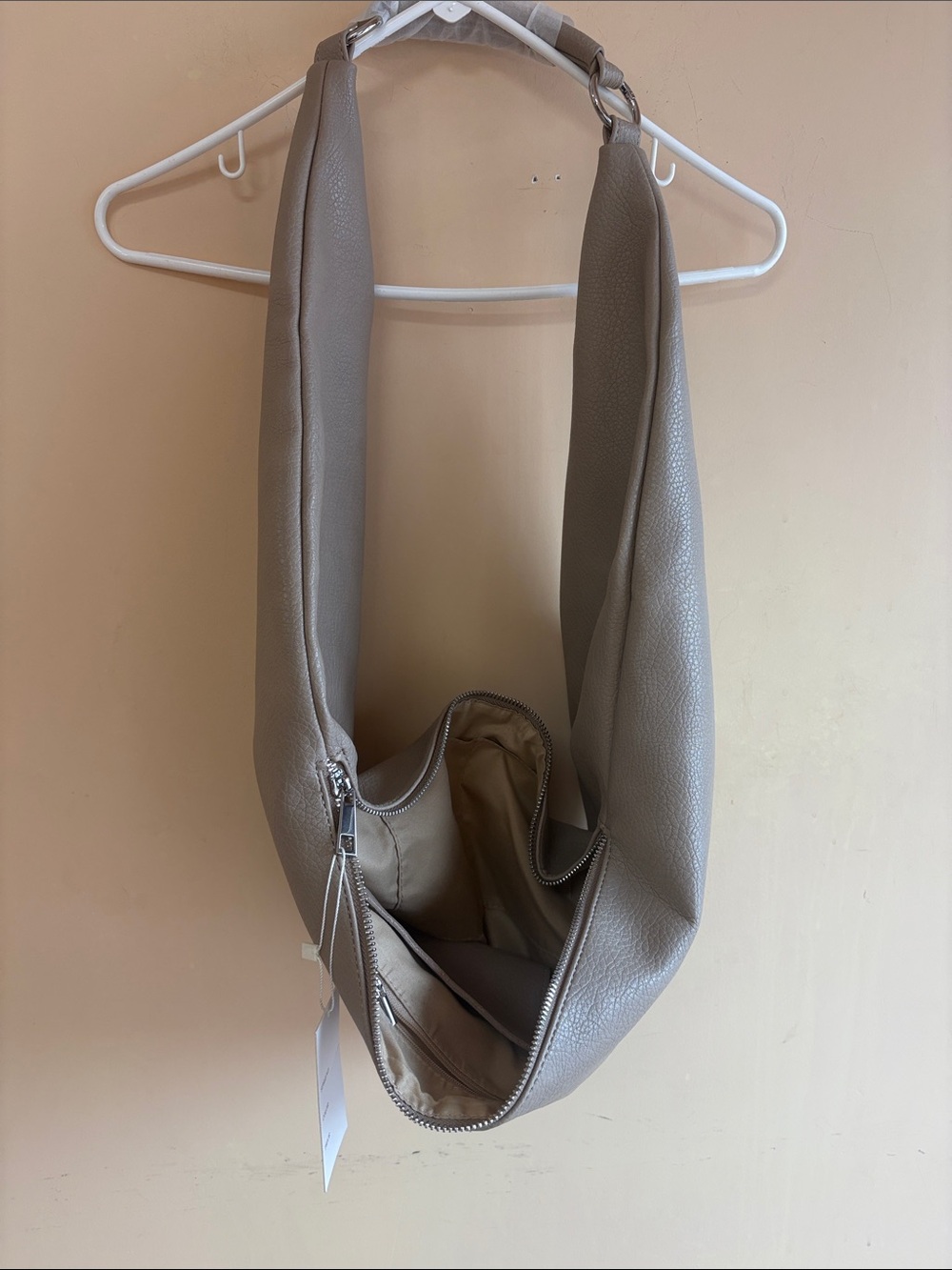 Taupe Leather Hobo Bag – Stylish Everyday Shoulder Bag